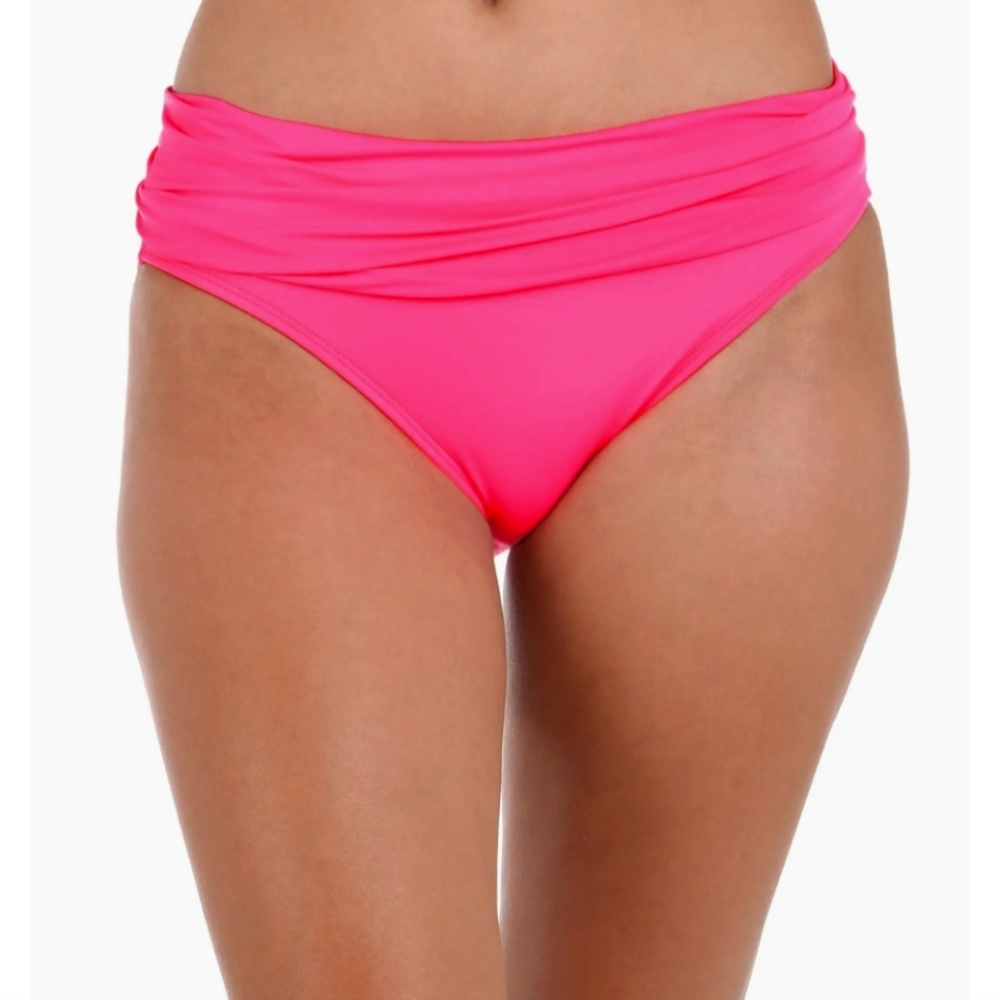 La Blanca | Island Goddess Shirred Banded Hipster Bikini Bottoms Size 16 In Pink
